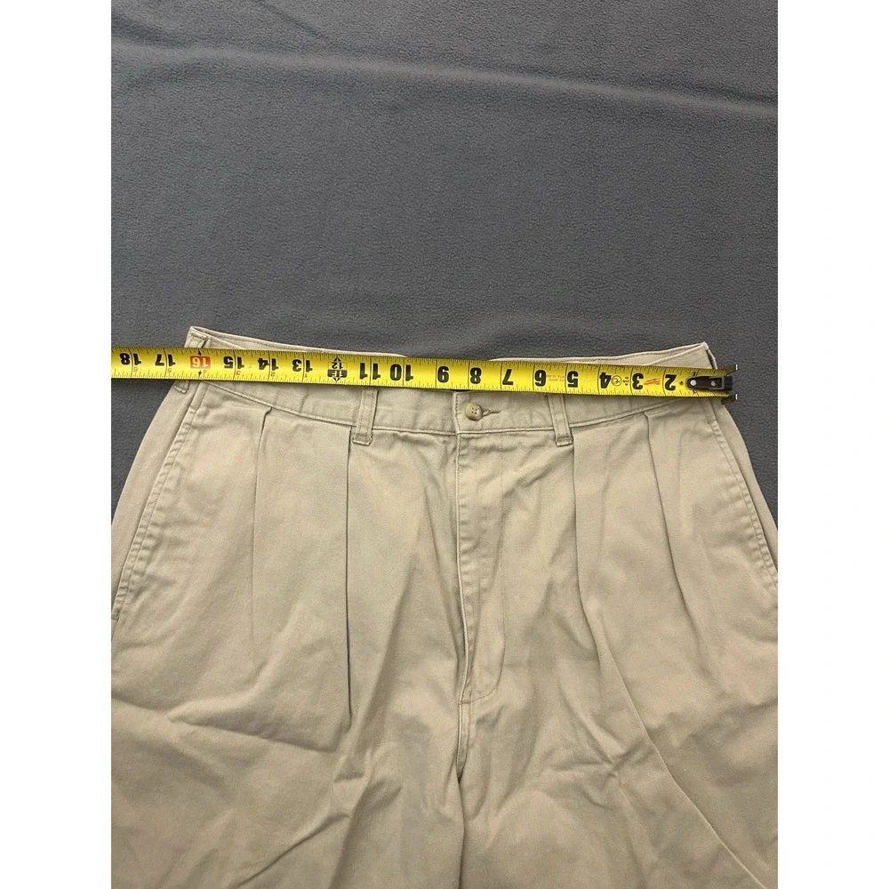 VINTAGE Polo Ralph Lauren Shorts Mens 36 Tan 90s Cotton Double Pleated